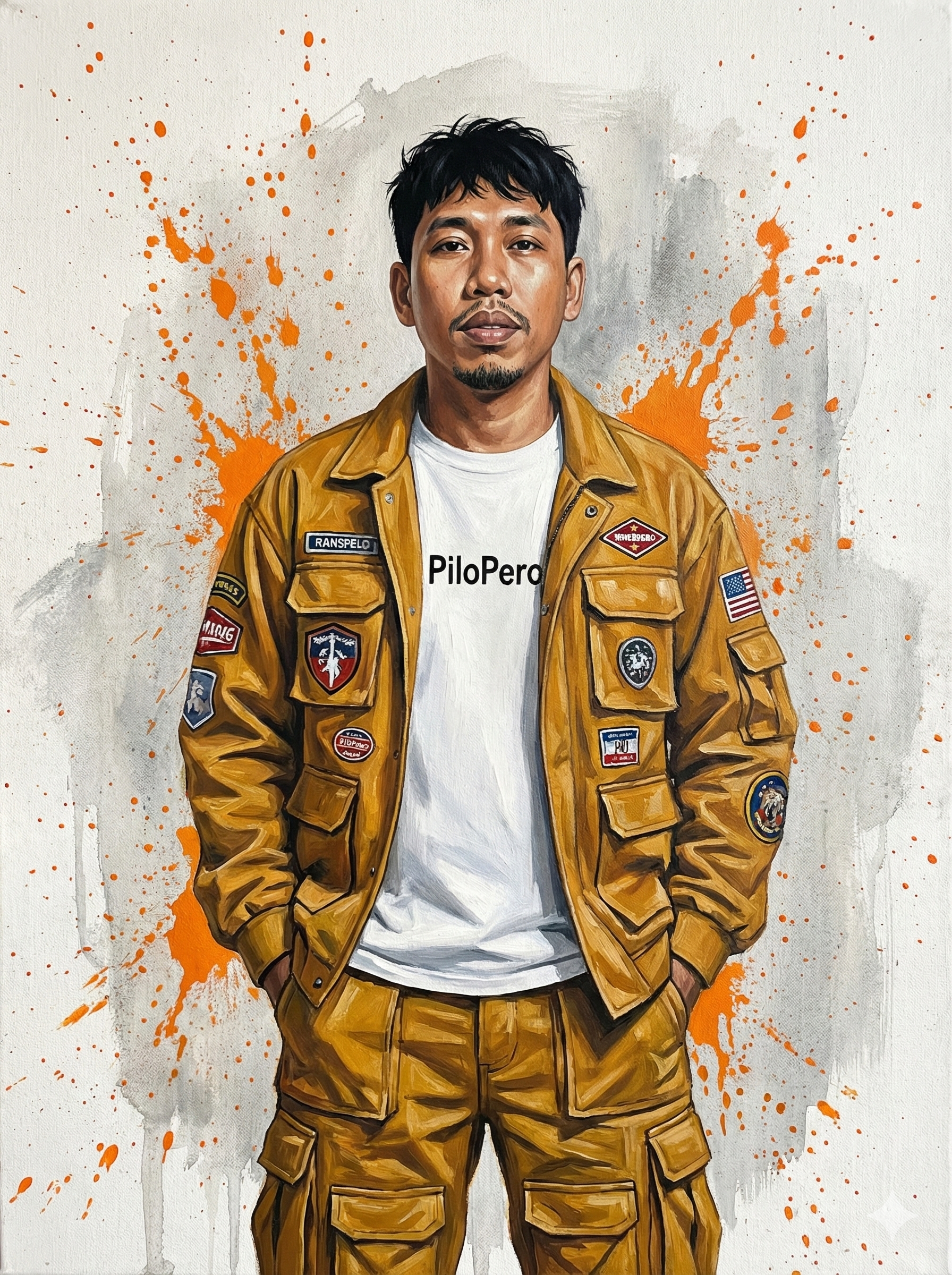A realistic close-up acrylic painting