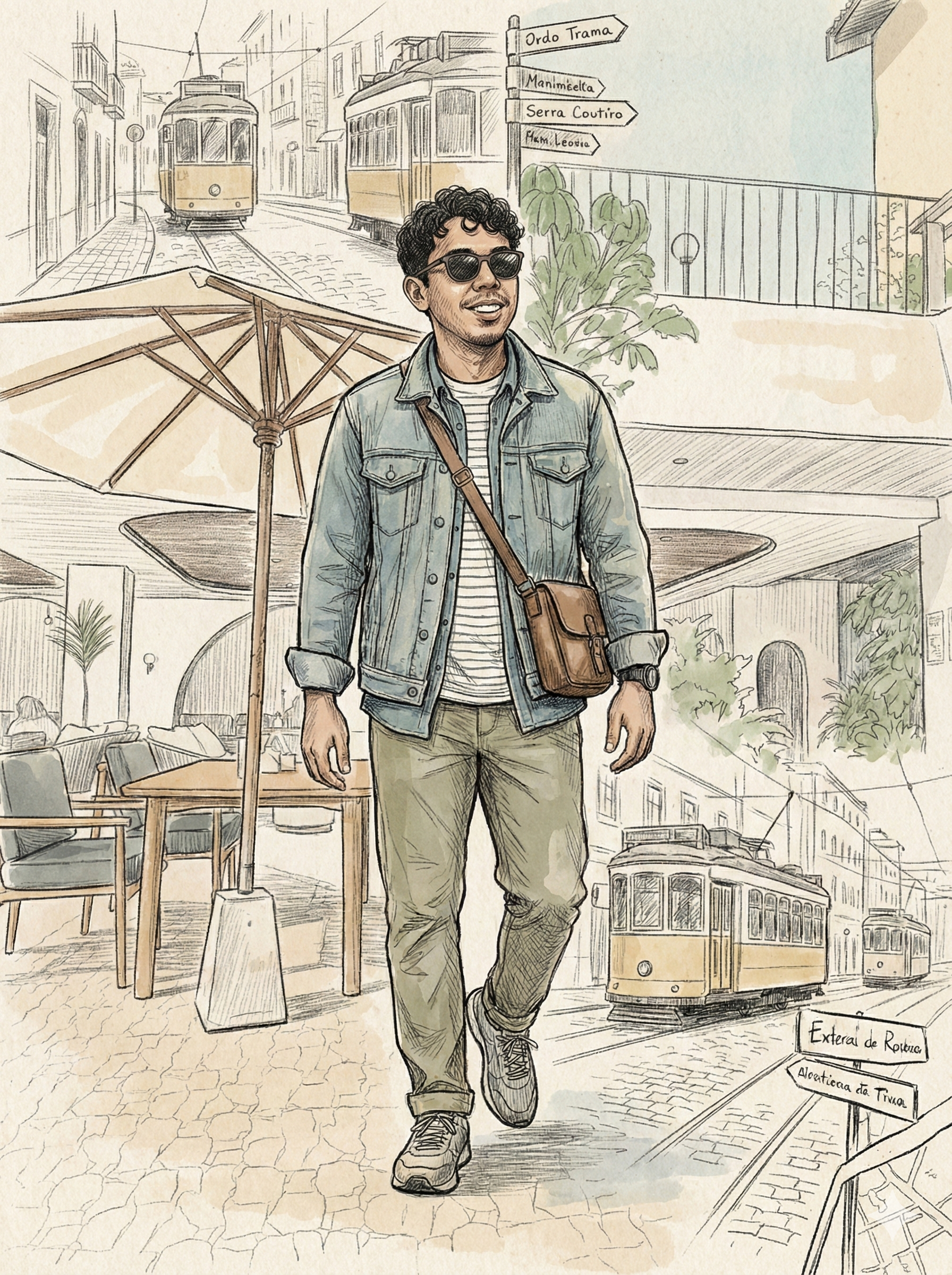 hand-drawn illustration crafted in an editorial travel sketchbook style