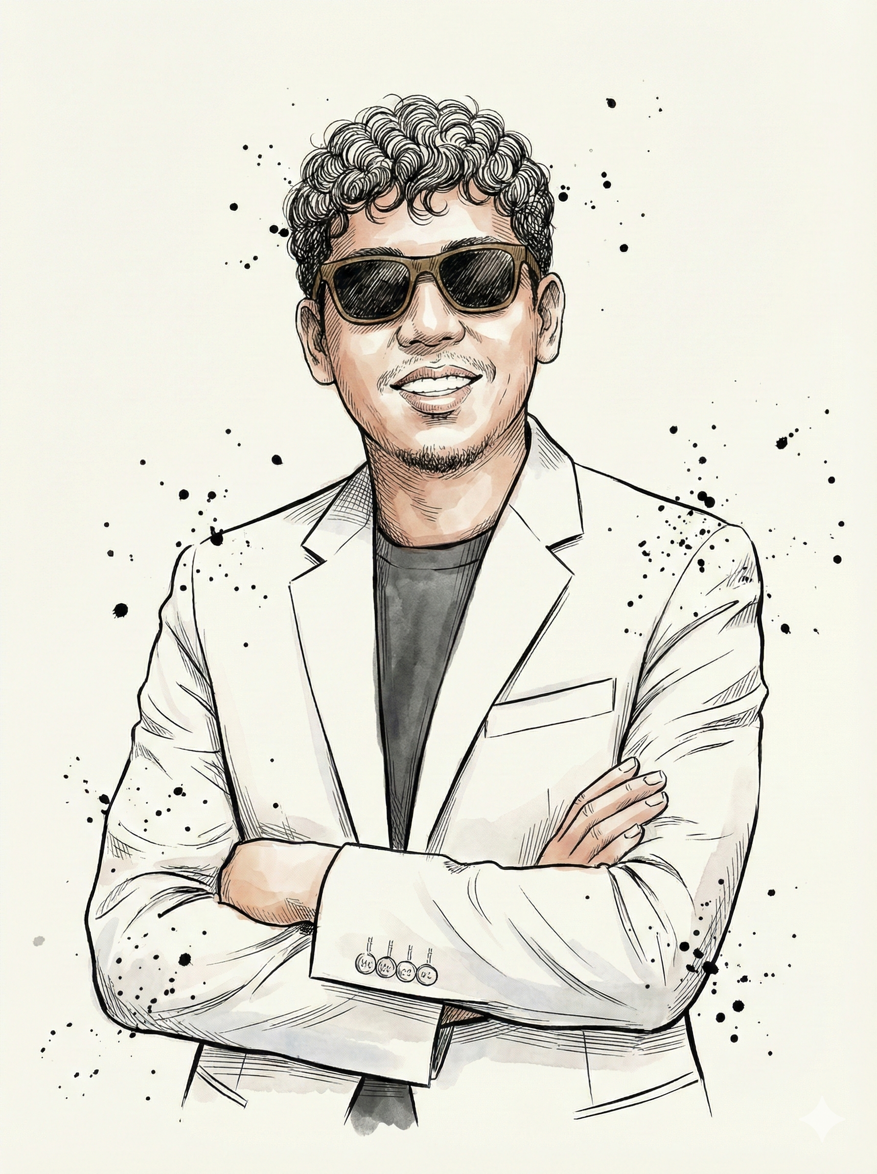Potret Ink & Watercolor Semi-Realistik Elegan