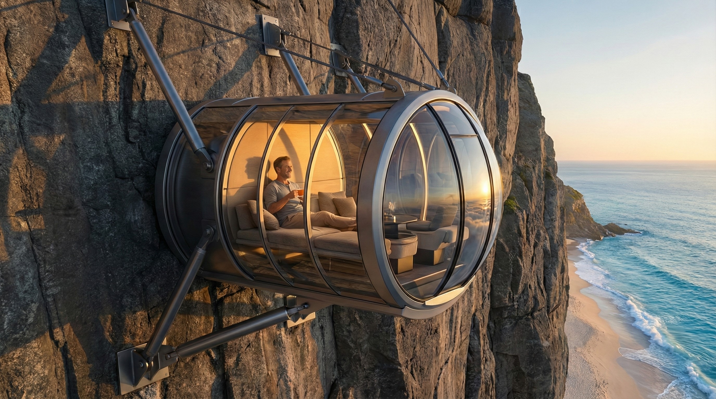 BUILDING A MODERN TRANSPARENT GLASS CAPSULE HOTEL - MASTER PROMPT