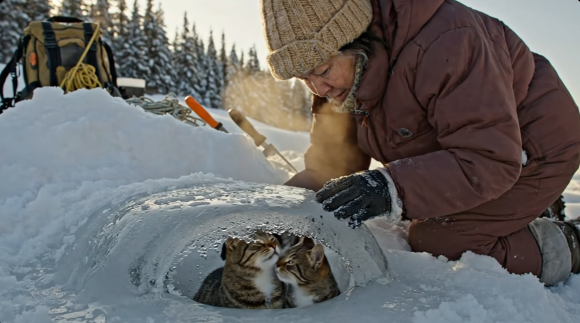 ❄️ SHE FOUND A MOTHER CAT & BABY FROZEN UNDER THE ICE