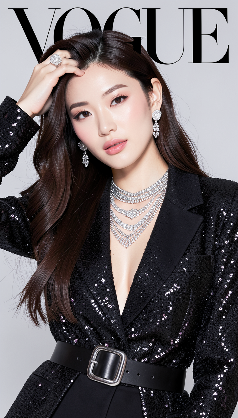 Luxury Fashion Magazine Cover AI Prompt – Vogue Style with 100% Face Copy